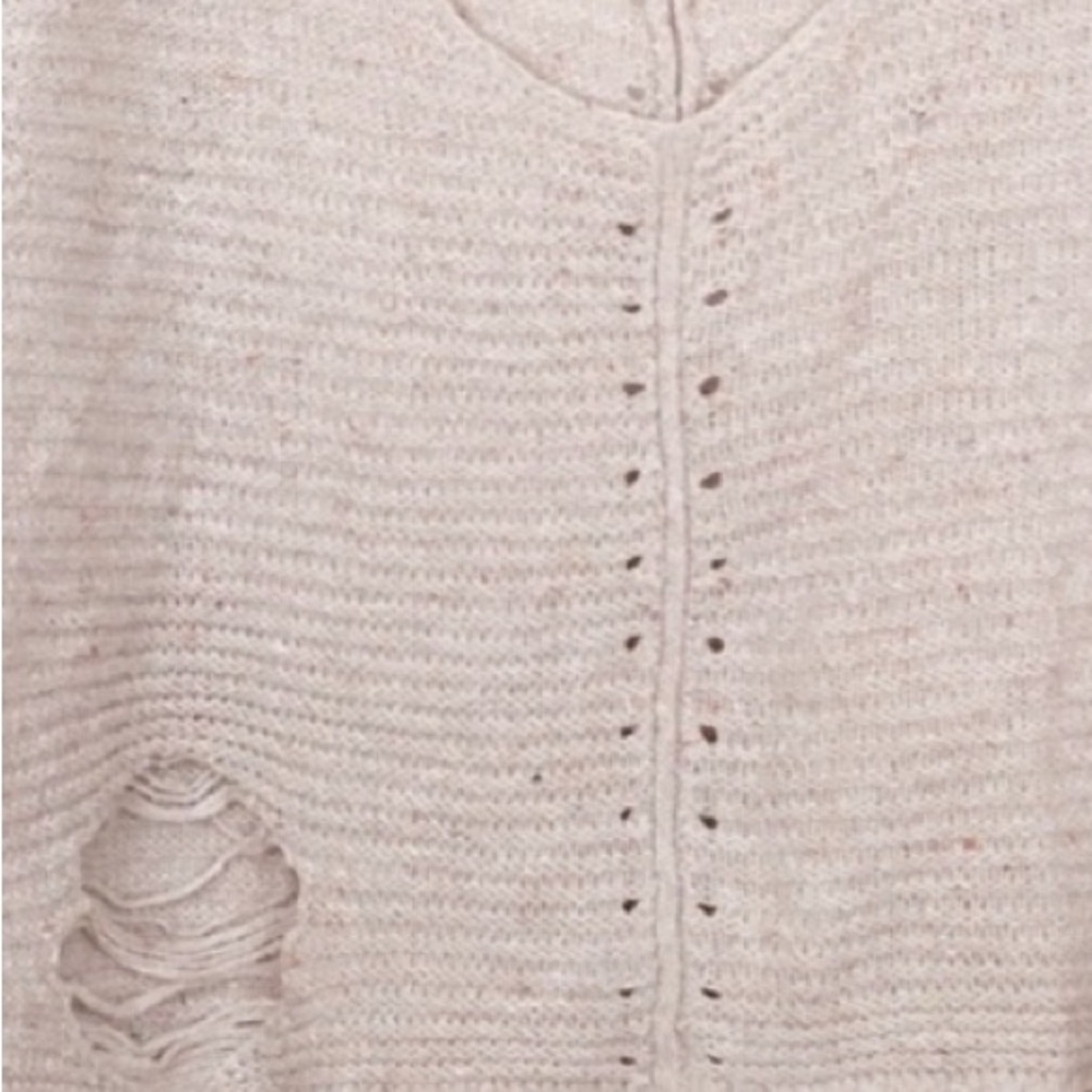 Wildfox Terra Distressed Cropped Ribbed Long Sleeve Sweater ASO Blush Pink Small - Picture 7 of 12